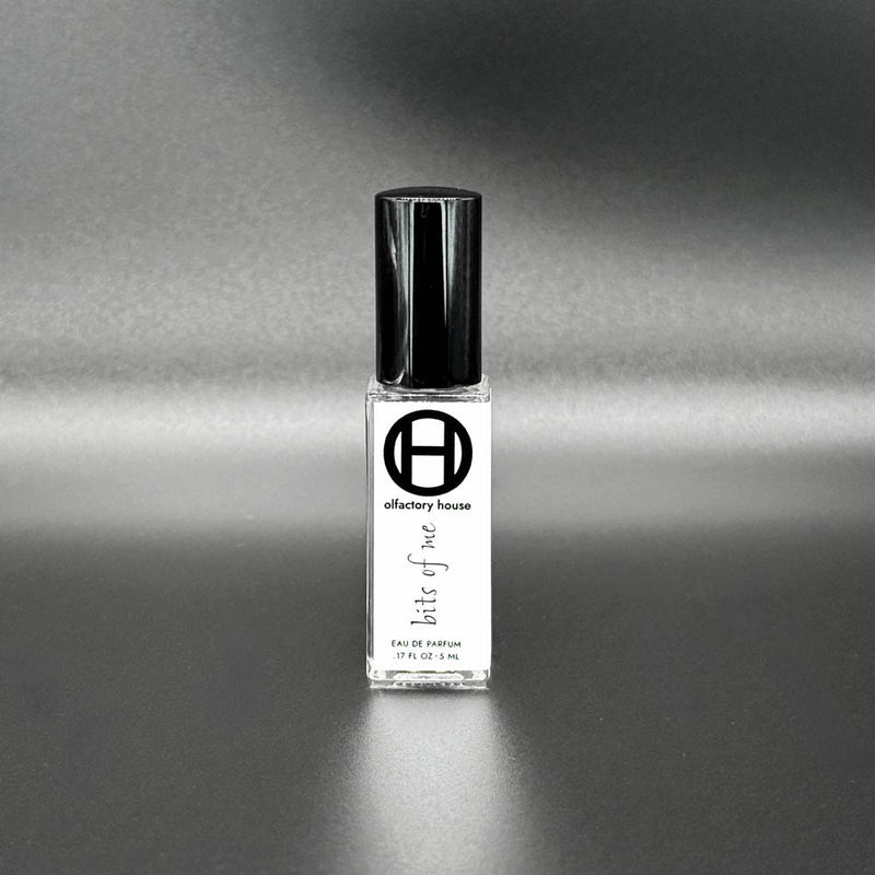 The 5ml bottle of Bits of Me, an eau de parfum by Olfactory House. 