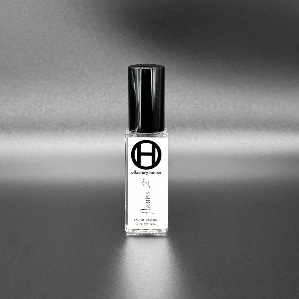 The 5ml bottle of Flaura 2e, an eau de parfum by Olfactory House. 