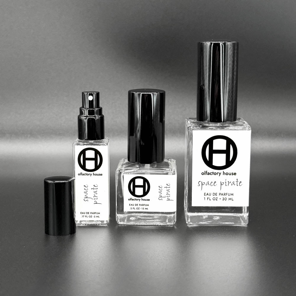 Space Pirate is an eau de parfum by Olfactory House. It comes in 2ml, 5ml, 15ml, or 30ml bottles. 