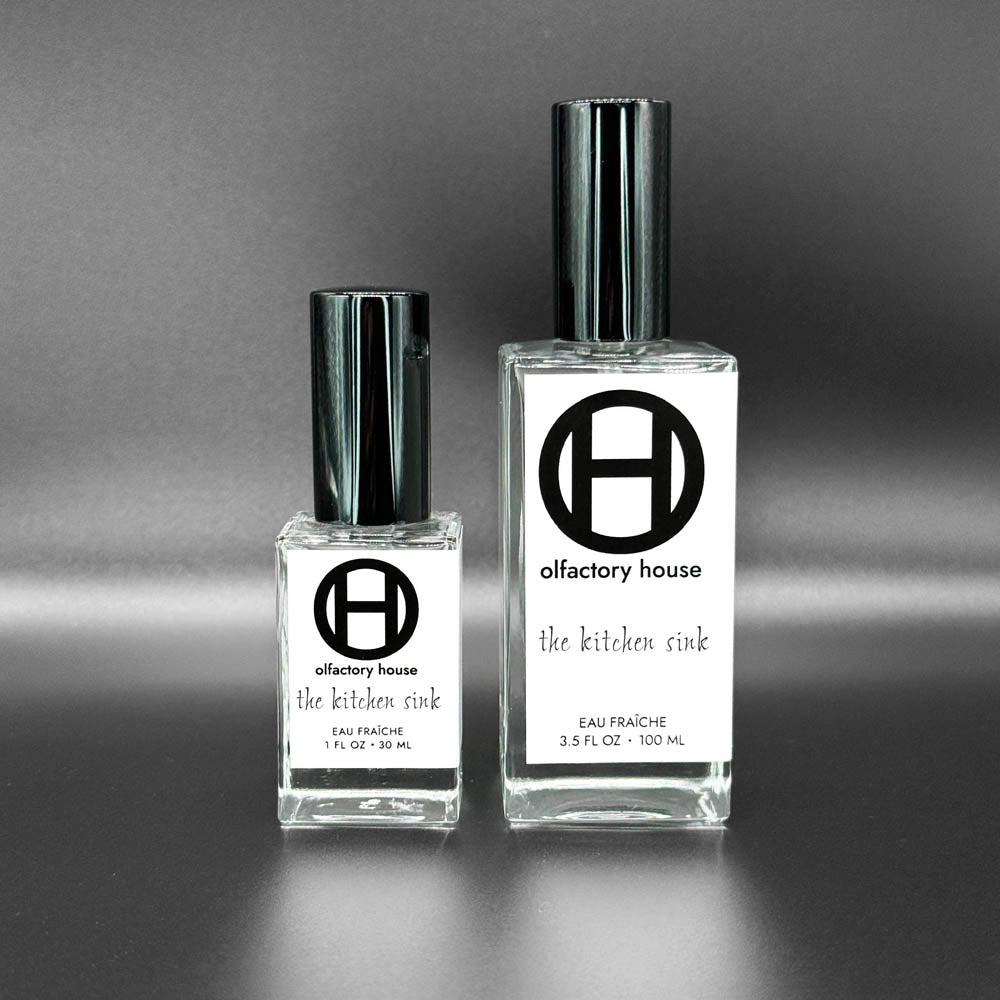 The Kitchen Sink is an eau fraiche by Olfactory House. It comes in 2ml, 5ml, 30ml or 100ml bottles. 